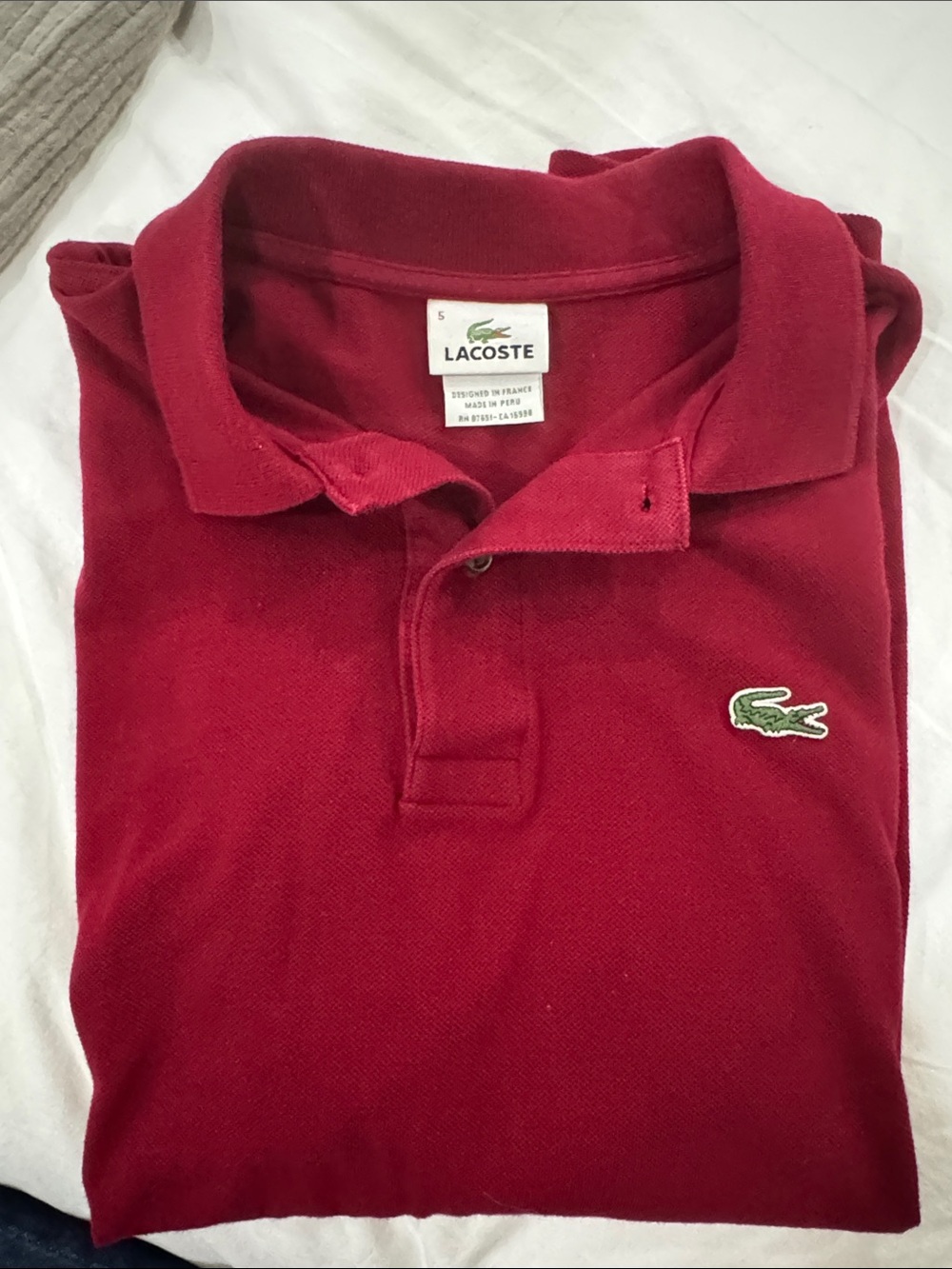Lacoste Men's Burgundy Polo with Green Crocodile Logo